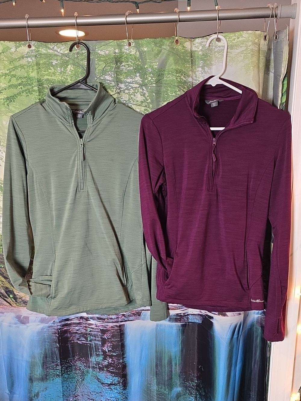 Fleece Quarter-Zip Performance Sweater - Olive Green & Burgundy